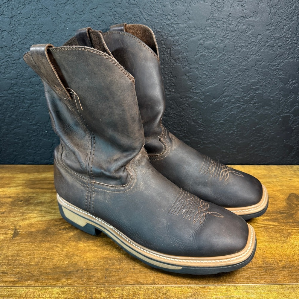 RW Boots 21480 Brown Leather Western Pull-On Work Boots Mens 12